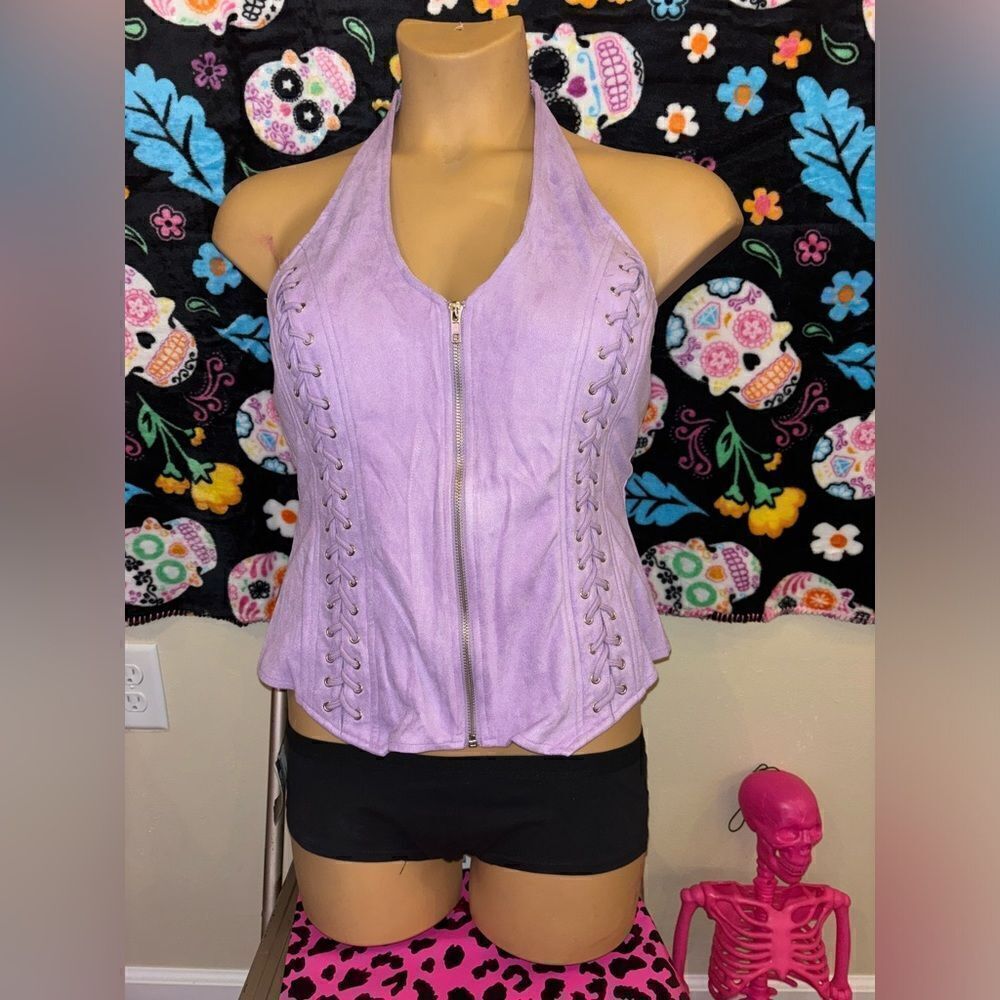 Lydia USA Suede Corset Top in Lavender